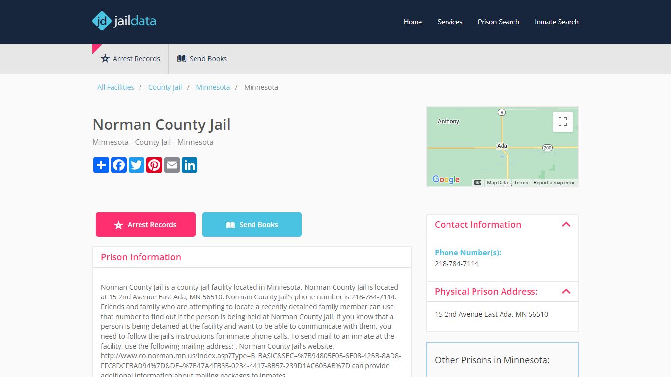 Norman County Jail Inmate Search and Prisoner Info - Ada, MN - Jaildata.com